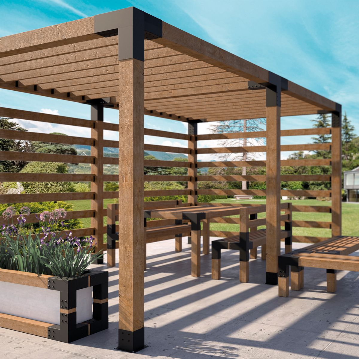 PERGOLA TERMOFURU BYGGESETT 2,4m X 2,4m X 2,4m
